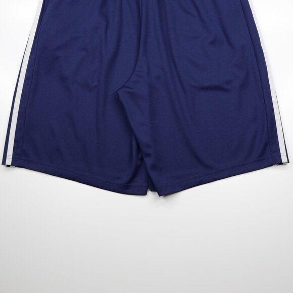 Adidas Men's Train Essentials Pique 3 Stripes Zip Pocket Shorts Blue Size M - Picture 7 of 11